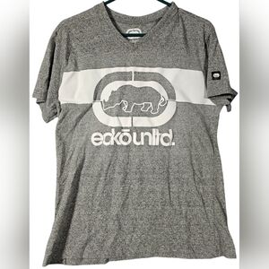 ECKO UNLTD MEN'S SHORT SLEEVE V-NECK‎ GRAY T-SHIRT SIZE Large